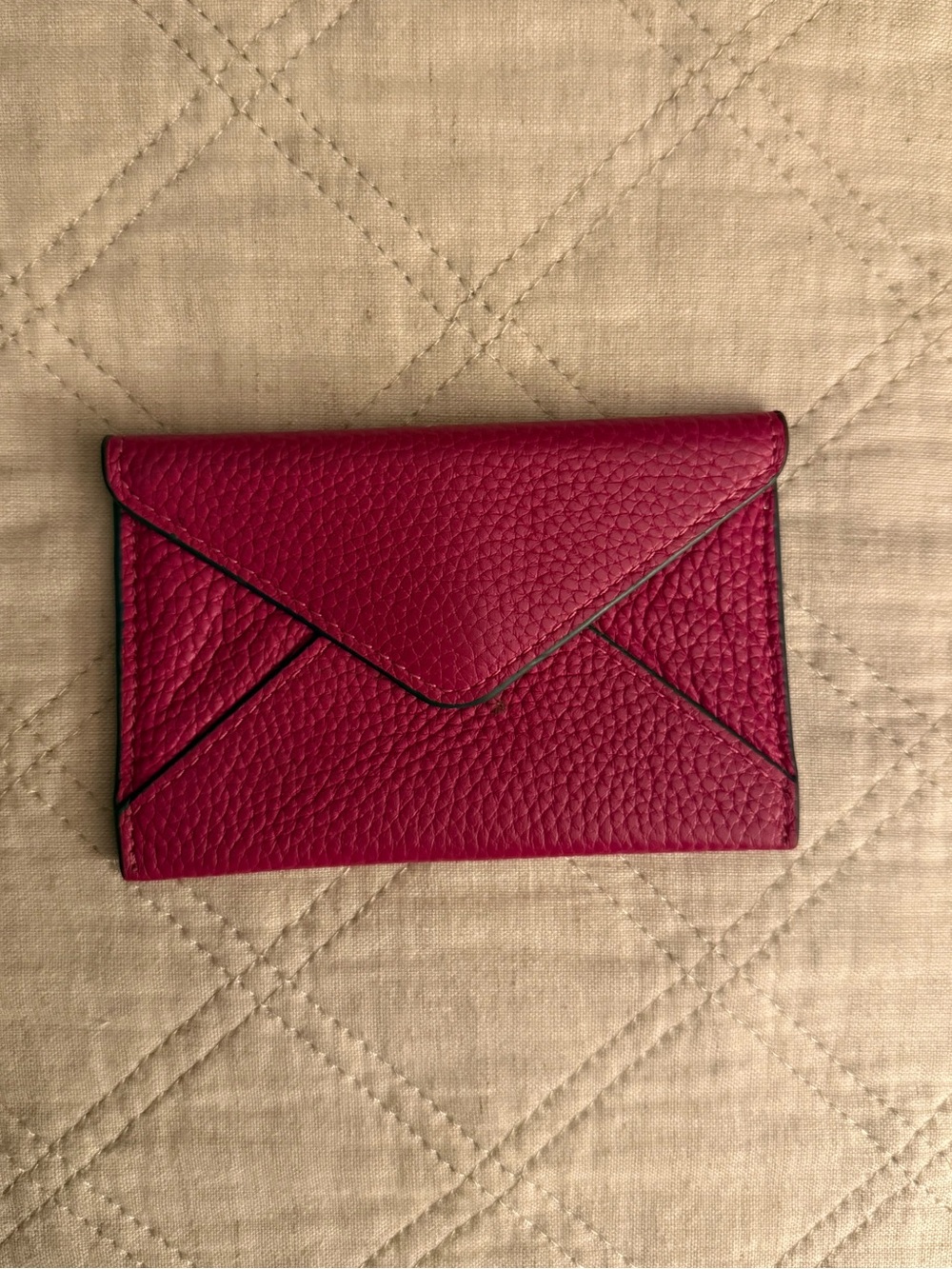 Chopard Pebbled Leather Envelope Cardholder in Deep Berry